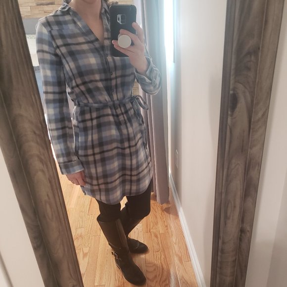 Plaid Shirt Dress - Picture 1 of 4